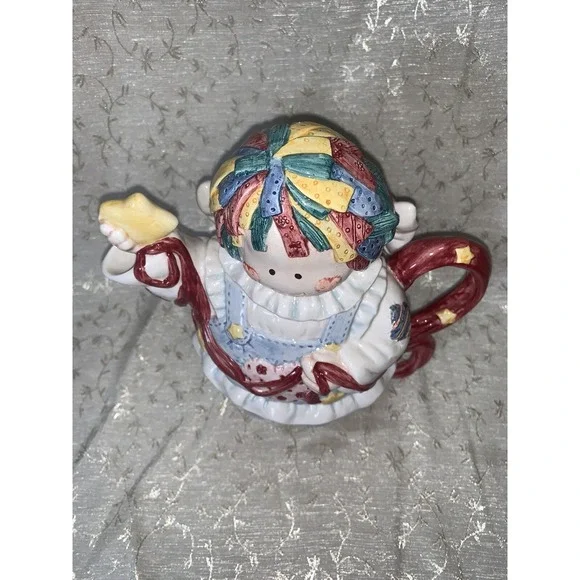 Vtg Teapot Patchwork Angel 1996 Cosmos For H.O.L. 3 Piece Tea For One Tea Pot - Picture 5 of 16